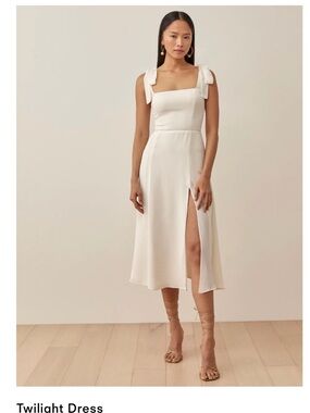 Reformation Twilight Cream Tie-Shoulder Midi Dress